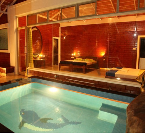 Glass room with private pool