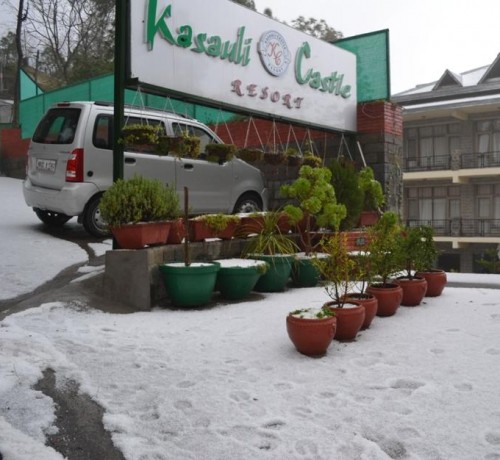 Resort during snowfall Resort during snowfall