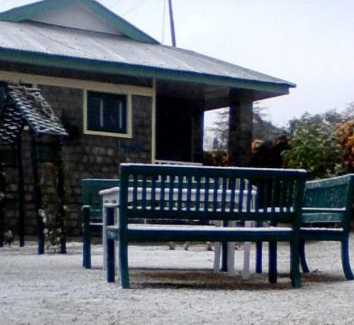 Resort during snowfall