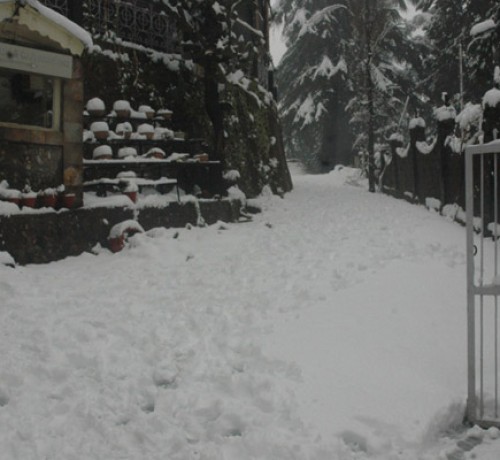 Resort during snowfall Resort during snowfall